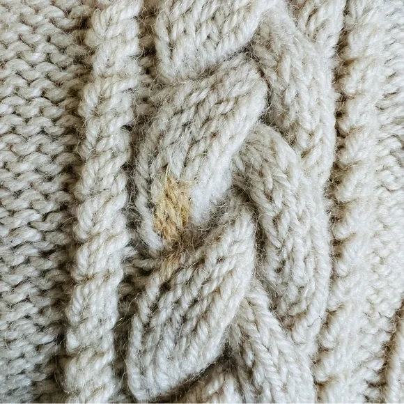 VINTAGE Cable Knit Icelandic-Chunky-hand-knitted-Beige-Fisherman-Sweater… - Picture 3 of 10